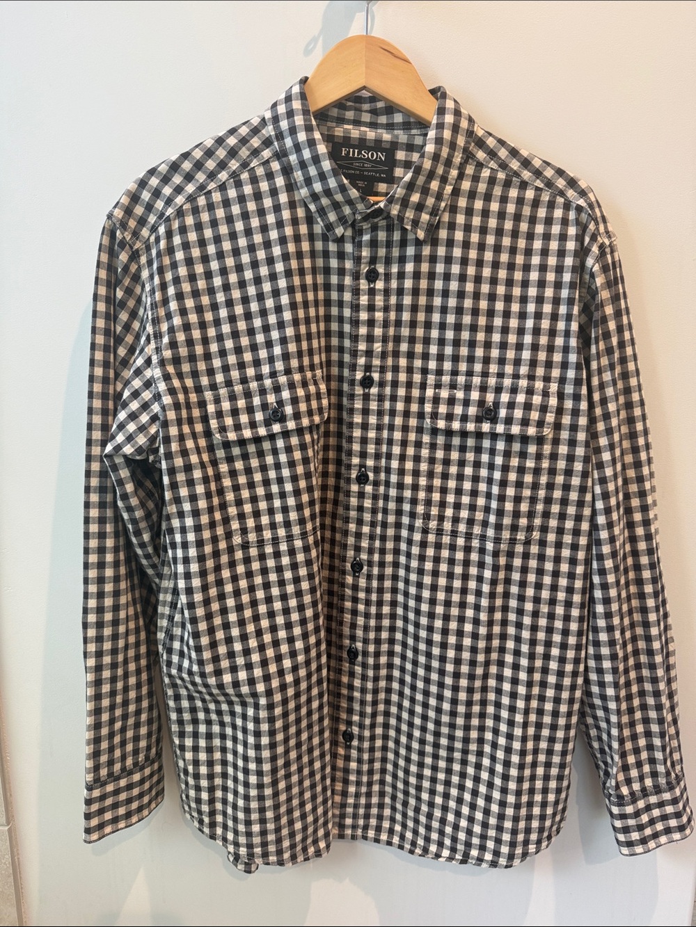 Filson Black & White Gingham Long-Sleeve Button-Down Shirt